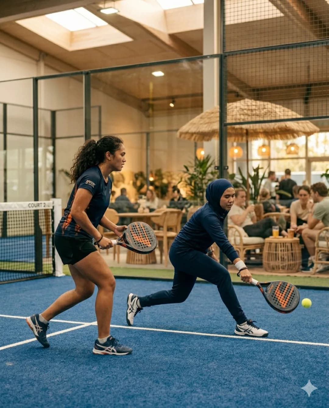 Lapangan indoor yang nyaman buat main maupun nongkrong.